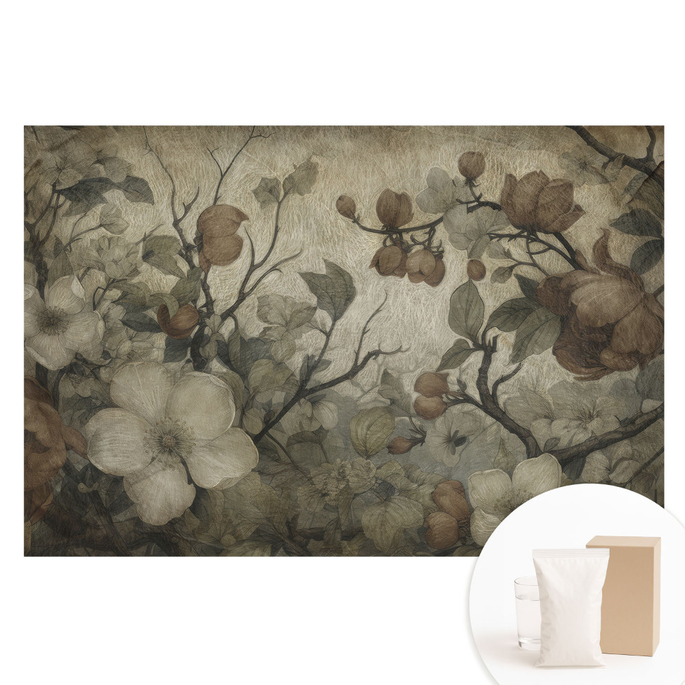 Papier peint intissé composition florale rustique