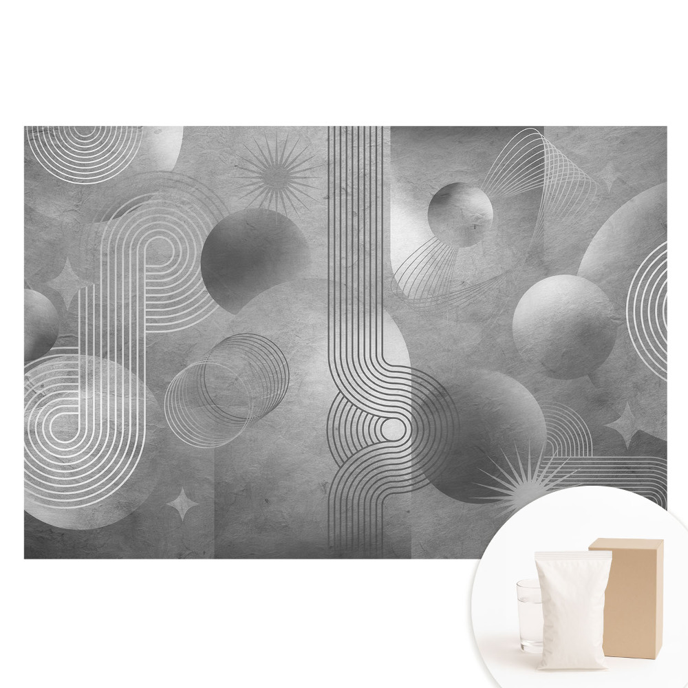 Papier peint panoramique intissé à motifs géométriques gris