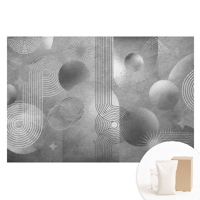 Papier peint panoramique intissé à motifs géométriques gris