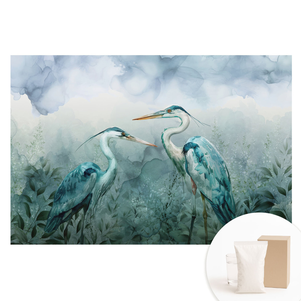 Papier peint photographique intissé L'élégance subtile des oiseaux entourés par la nature