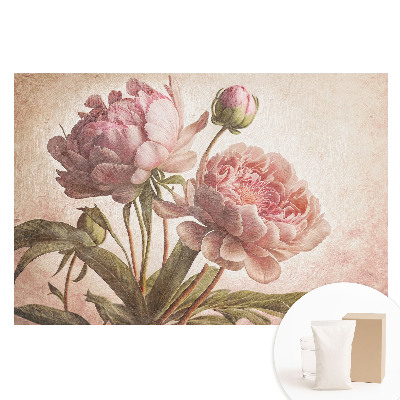 Papier peint intissé à motif de fleurs de pivoine style classique