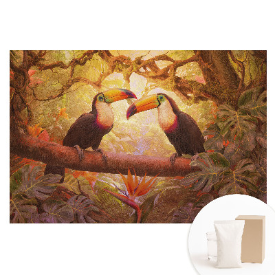 Papier peint photo sur tissu non tissé Les toucans sous les tropiques, une harmonie d'exotisme