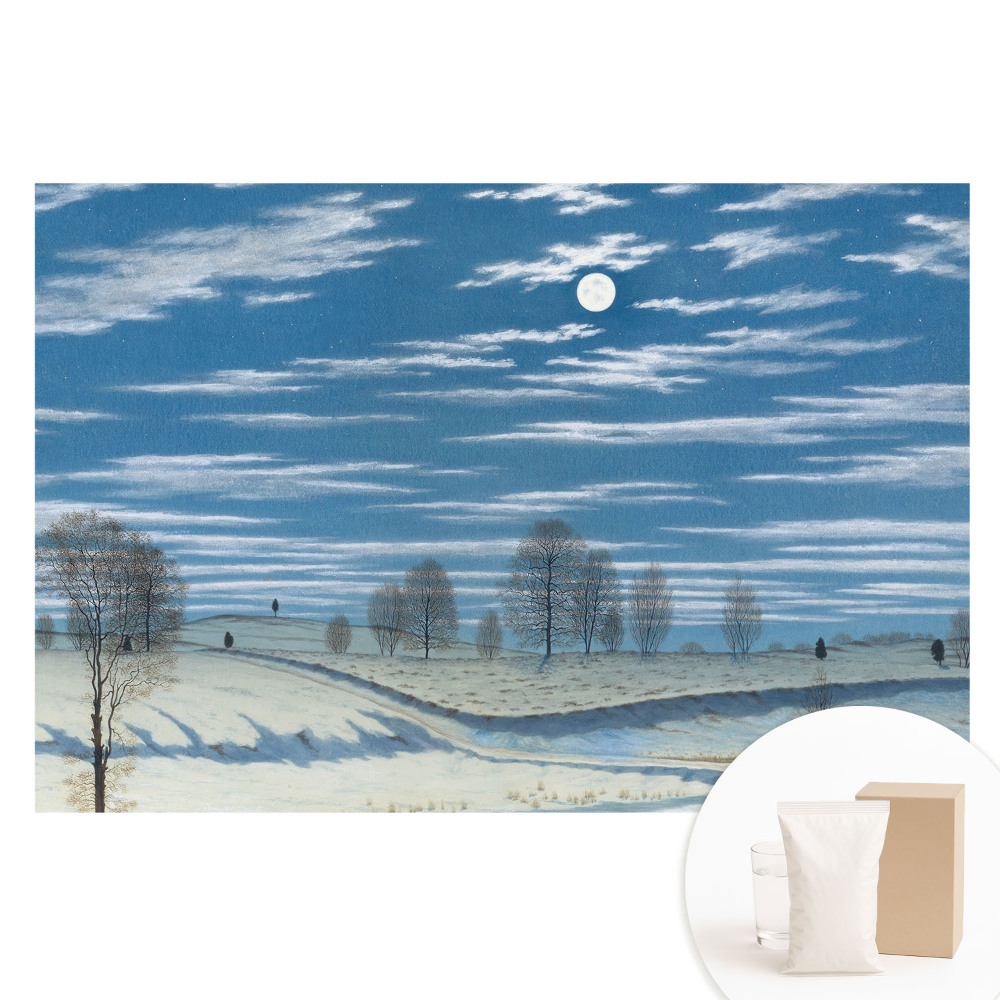 Papier peint intissé Un paysage hivernal mélancolique sous la lune