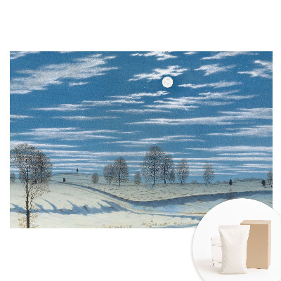 Papier peint intissé Un paysage hivernal mélancolique sous la lune