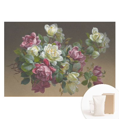 Papier peint panoramique sur intissé motif romantique de fleurs et feuilles