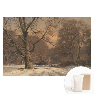 Papier peint photo sur tissu non tissé paix de la nature en forêt hivernale