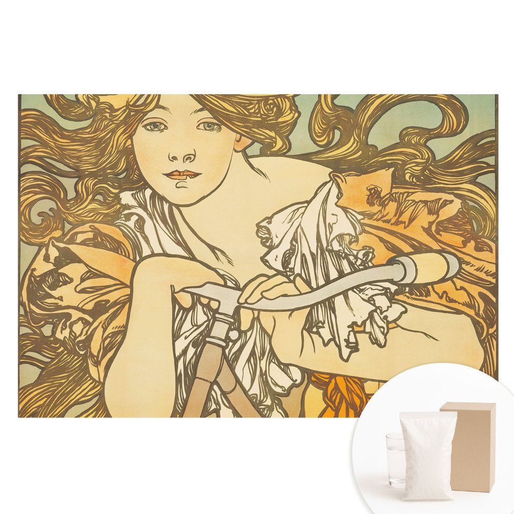 Papier peint panoramique intissé Femme à vélo style Art nouveau
