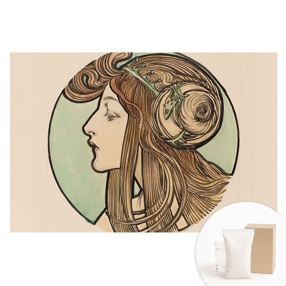 Papier peint intissé imprimé Élégante femme Art nouveau de profil