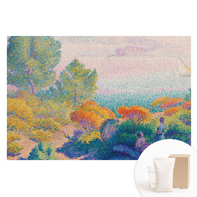 Papier peint photographique intissé Une scène de bord de mer impressionniste aux couleurs pâles.