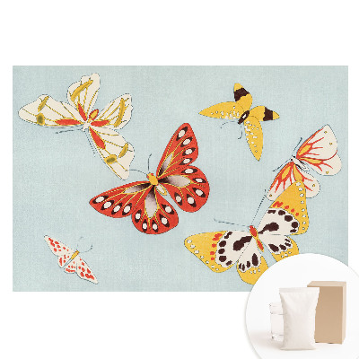 Papier peint photo imprimé sur tissu non tissé Papillons colorés sur fond clair