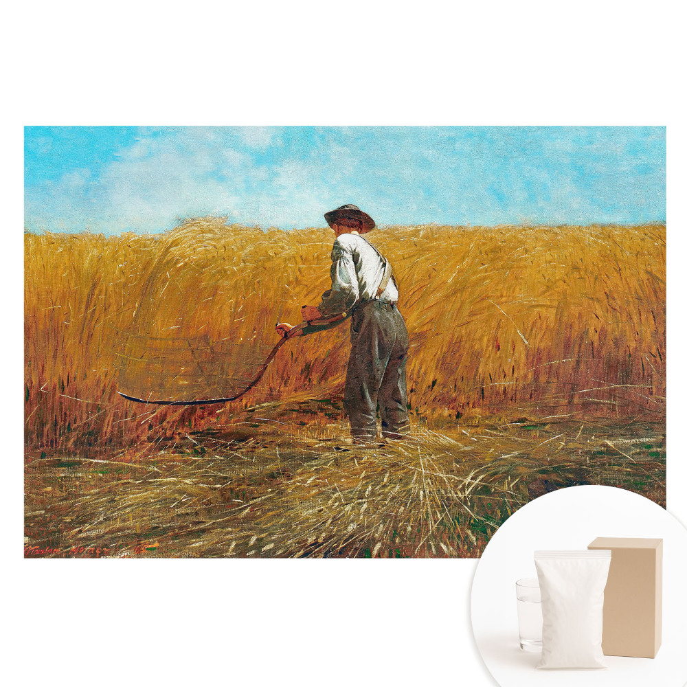 Papier peint photo sur intissé Agriculteur dans un champ de blé sous un ciel bleu
