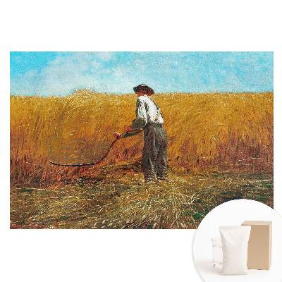 Papier peint photo sur intissé Agriculteur dans un champ de blé sous un ciel bleu