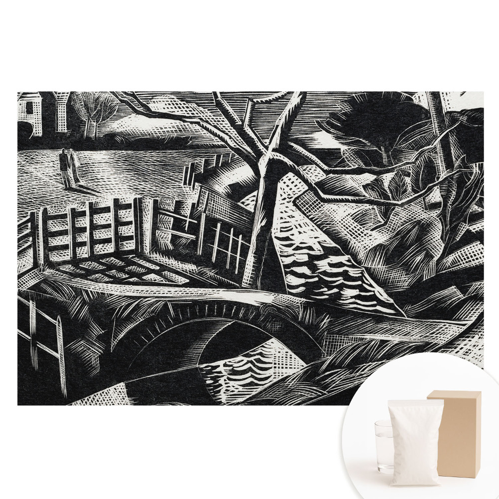 Papier peint intissé imprimé composition géométrique classique de paysage urbain