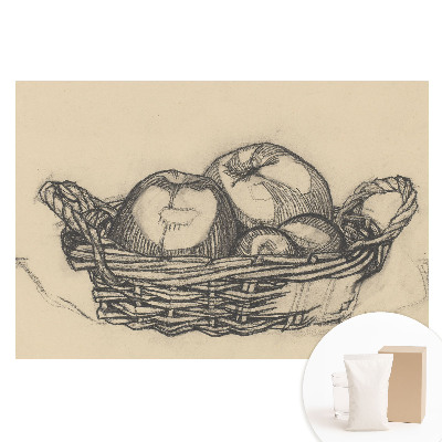 Papier peint photographique intissé dessin classique de panier de fruits