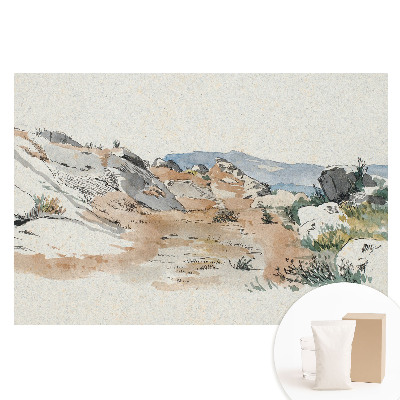 Papier peint panoramique sur tissu intissé Paysage rocheux aux tons délicats