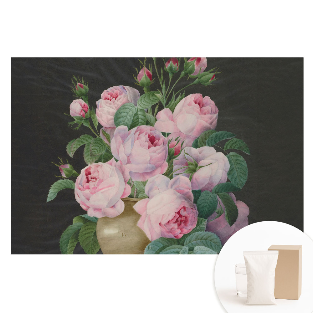 Papier peint photographique intissé Des roses roses dans un vase gris