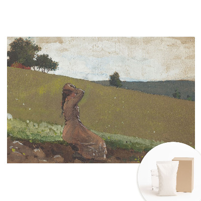 Papier peint photo imprimé sur tissu non tissé Femme idyllique sur la colline