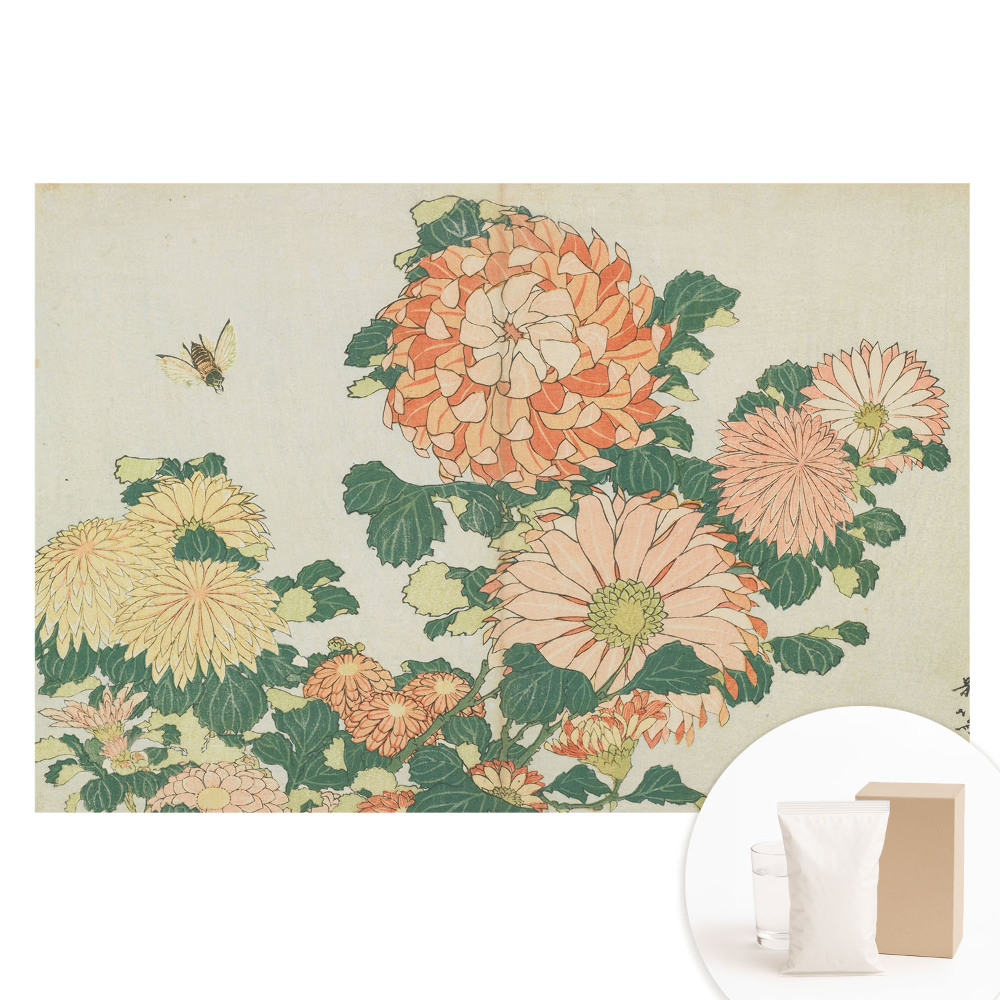 Papier peint photo sur tissu non tissé harmonie des fleurs de chrysanthème et des abeilles