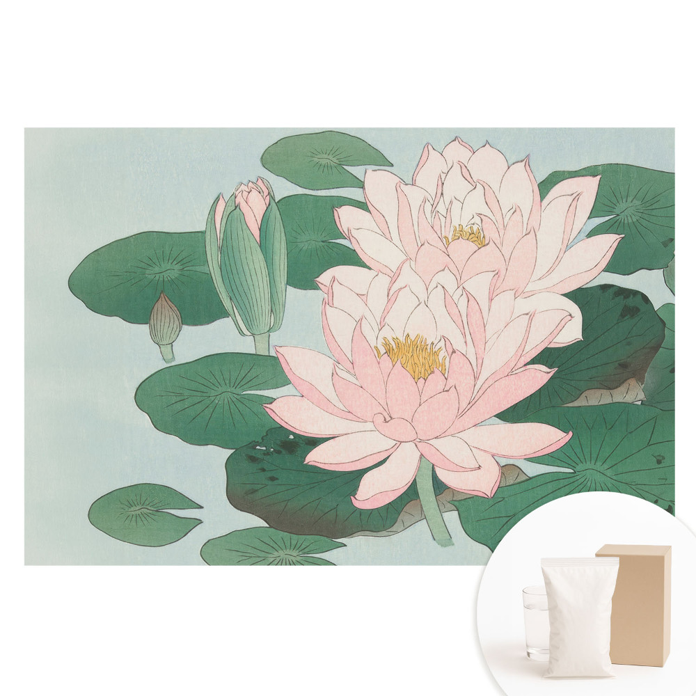 Papier peint photo imprimé sur tissu non tissé Fleurs de lotus sur des feuilles vertes