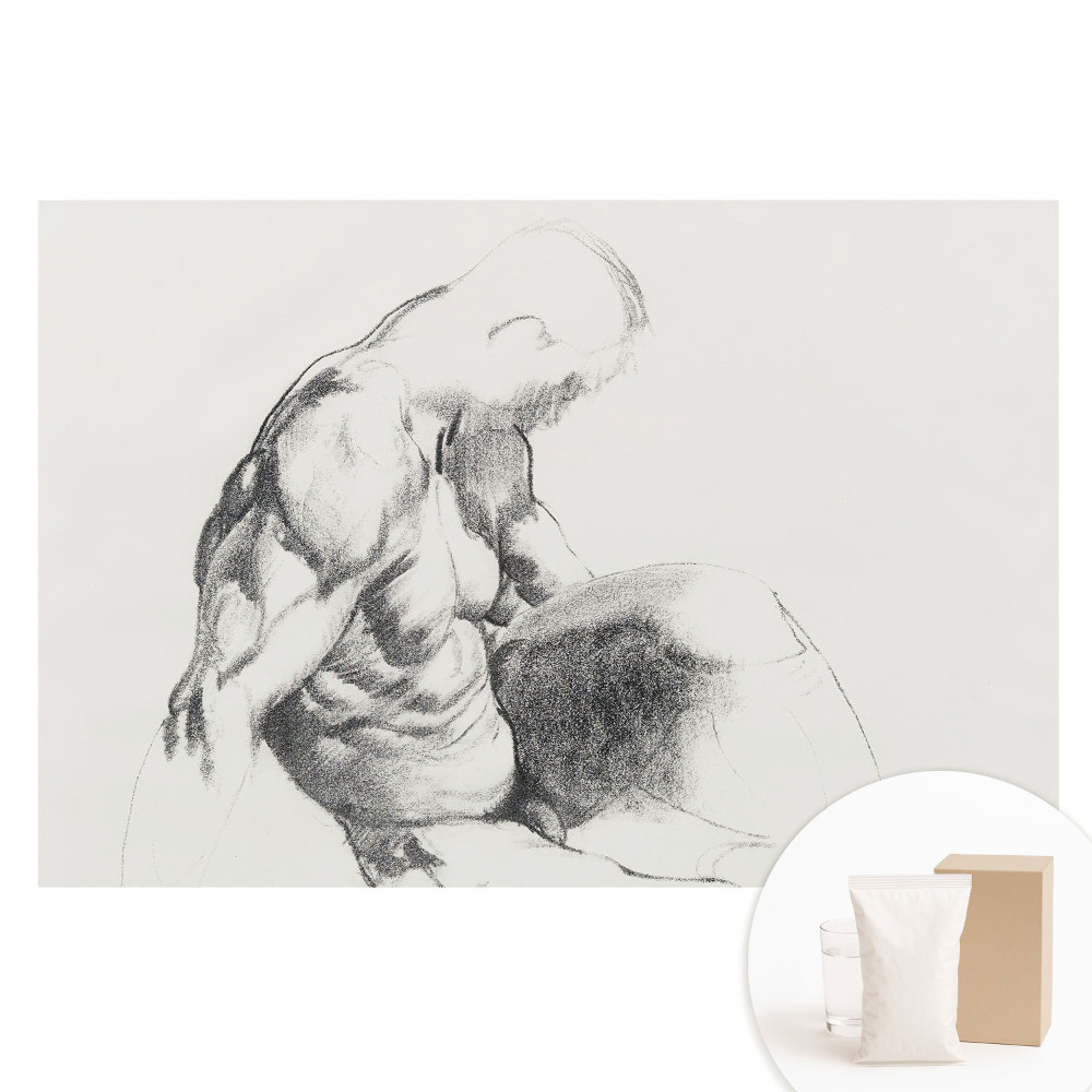 Papier peint intissé représentant un croquis classique d'homme musclé