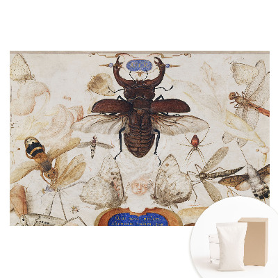Papier peint panoramique intissé motif symétrique insectes papillons et araignées