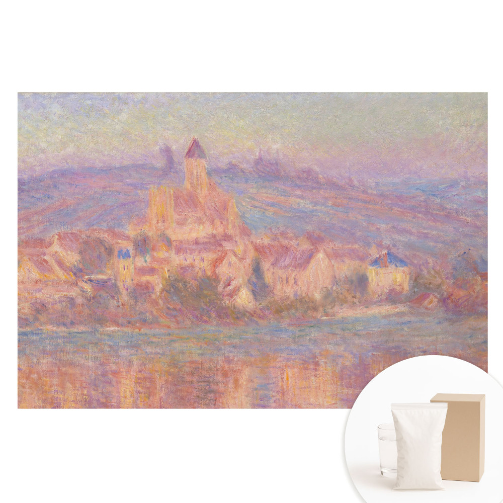 Papier peint photo sur tissu non tissé Une ville aux teintes pastel dans les collines