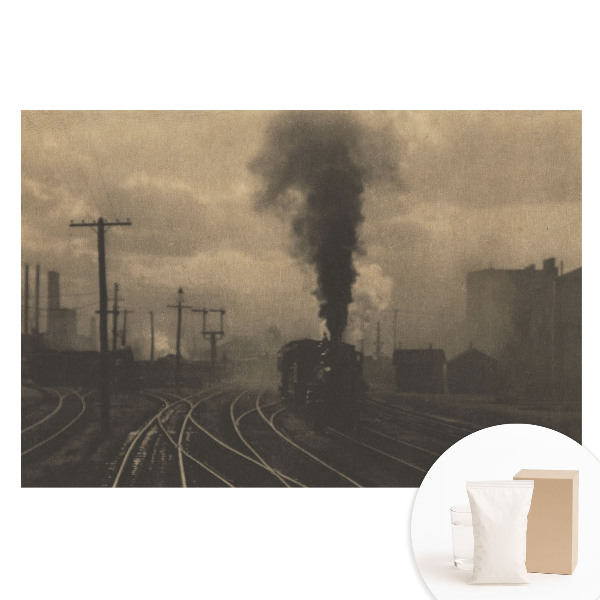 Papier peint intissé imprimé Composition industrielle avec un train et des usines