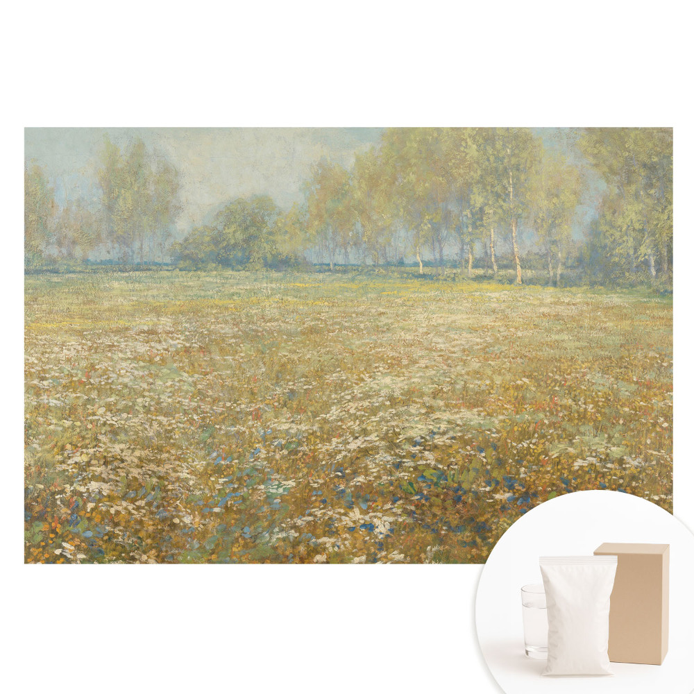 Papier peint photographique sur tissu non tissé Paysage fleuri près de la forêt