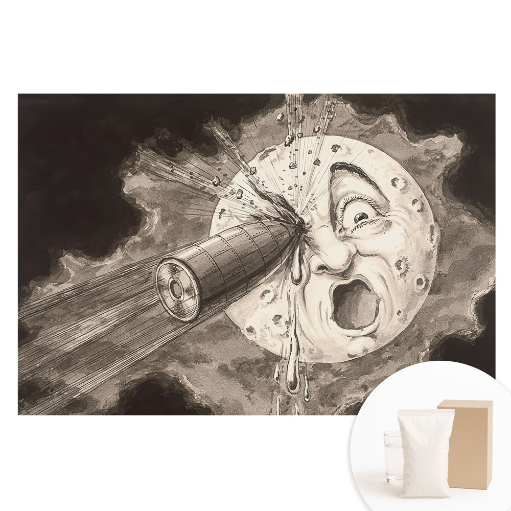 Papier peint photo grand format pour le mur La lune et l'objet métallique