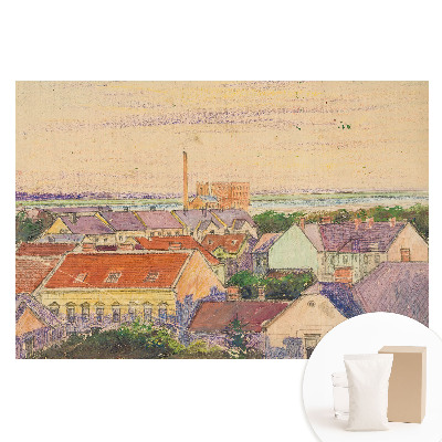 Papier peint photo grand format pour le mur Une ville à l'atmosphère en teintes pastel