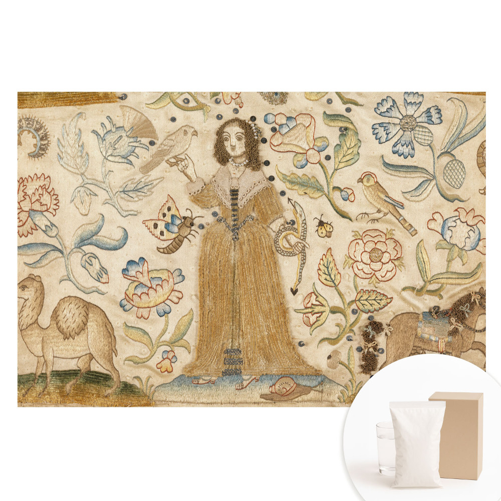 Papier peint photo sur tissu non tissé Un paysage floral avec une figure au centre