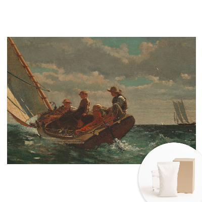 Papier peint photo panoramique Un bateau en pleine mer agitée avec un groupe de personnes