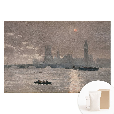 Papier peint photo sur tissu non tissé reflets colorés du fleuve au crépuscule urbain