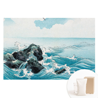 Papier peint intissé imprimé vagues de l'océan et ciel