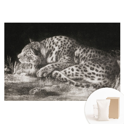 Papier peint photographique sur tissu non tissé Un léopard se repose dans l'herbe