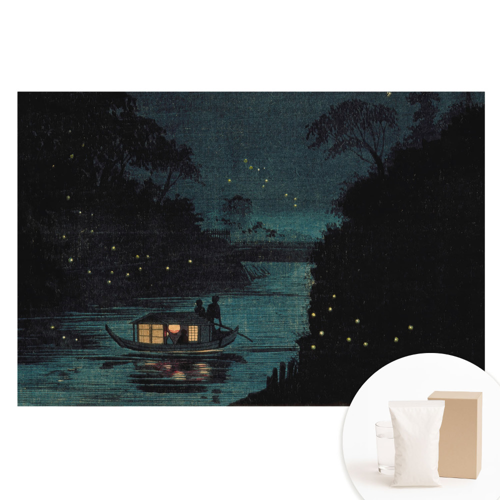 Papier peint intissé imprimé Un bateau de nuit entouré de lucioles