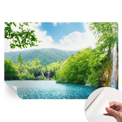 Papier peint photo autocollant pour chambre motif cascade naturelle