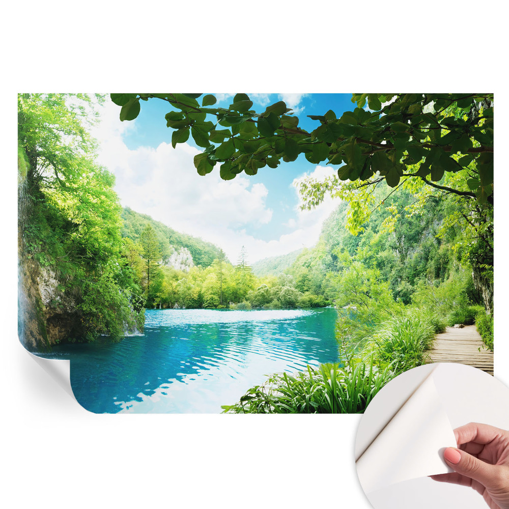 Fresque murale autocollante oasis naturelle