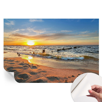Papier peint photo autocollant coucher de soleil sur la plage pour chambre