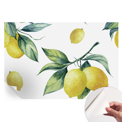 Papier peint photo autocollant motif citron pour chambre
