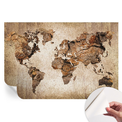 Papier peint photo autocollant motif carte en bois