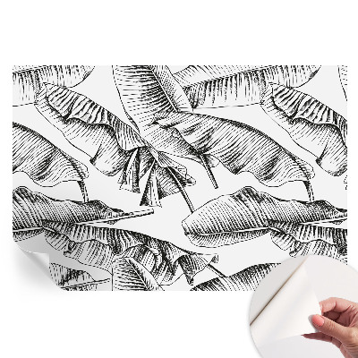 Fresque murale autocollante feuilles de bananier