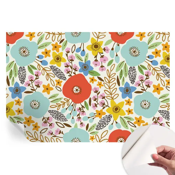 Papier peint photo autocollant pour chambre à motif floral