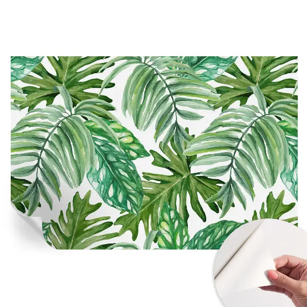 Papier peint photo moderne motif feuilles exotiques pour salon