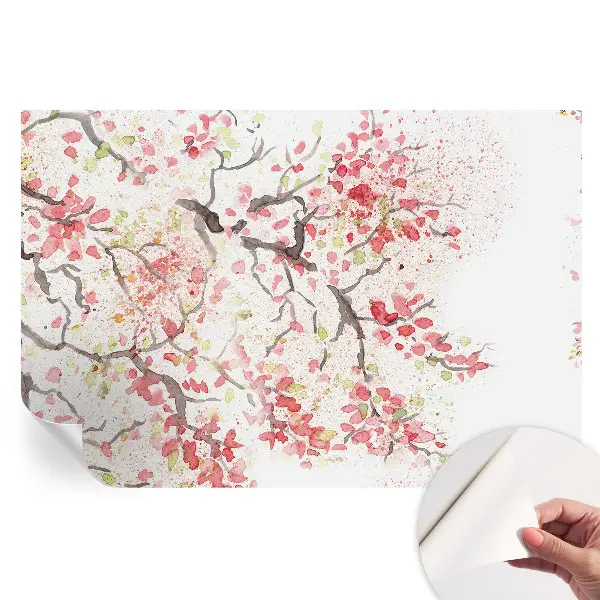 Papier peint photo autocollant pour chambre à motif de branches fleuries