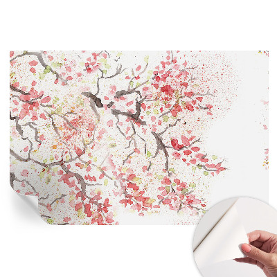 Papier peint photo autocollant pour la chambre branches fleuries