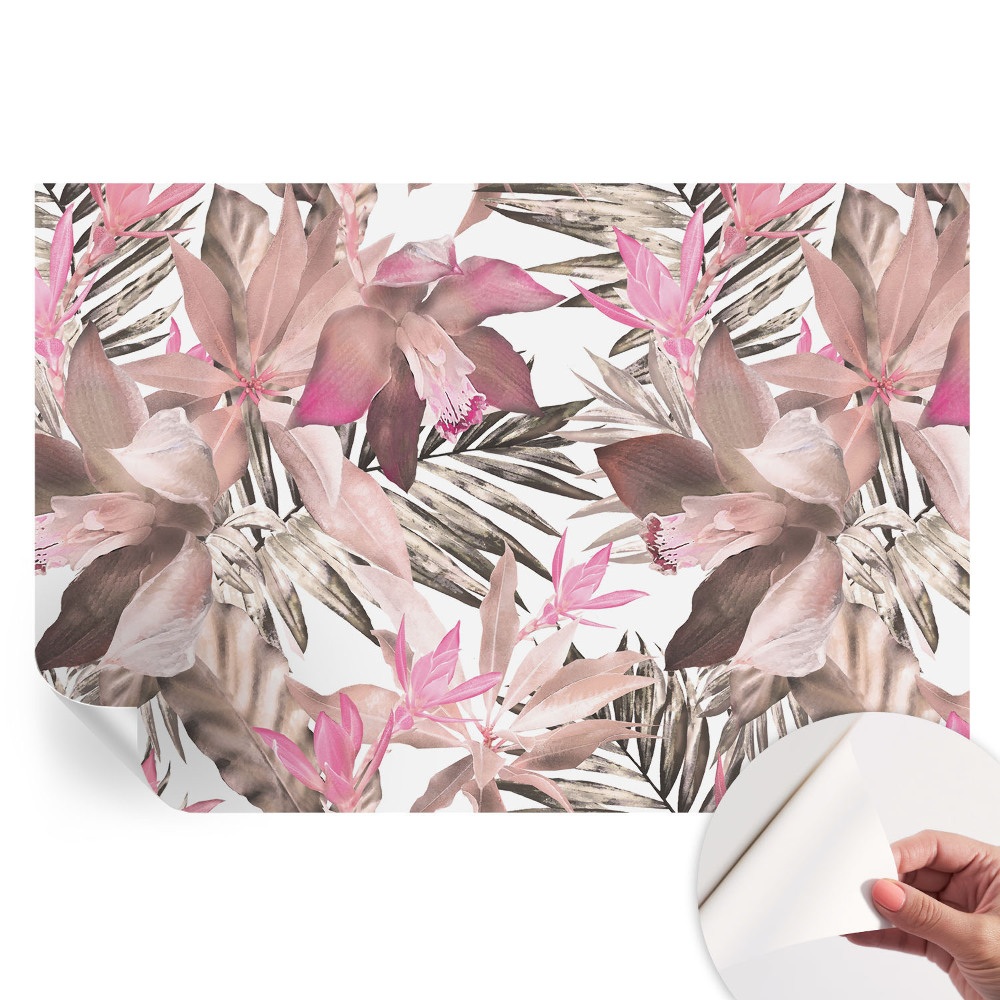 Papier peint autocollant pour le salon Fleurs exotiques