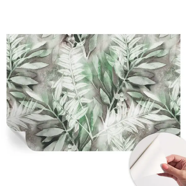 Papier peint autocollant pour salon motif feuilles aquarelles