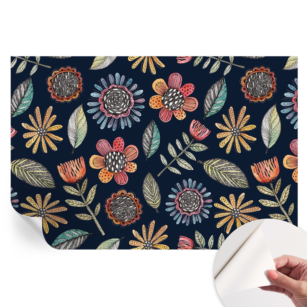 Papier peint photo autocollant motif mosaïque florale
