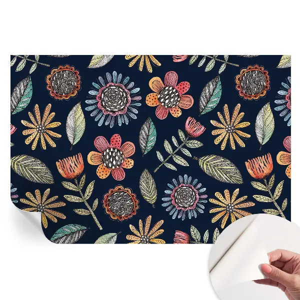 Papier peint photo autocollant motif mosaïque florale